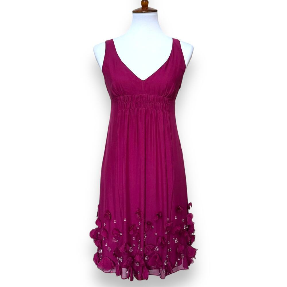 NWT Rebecca Taylor Floral Sleeveless V-Neck Mini Dress Sangria Women's Size 2